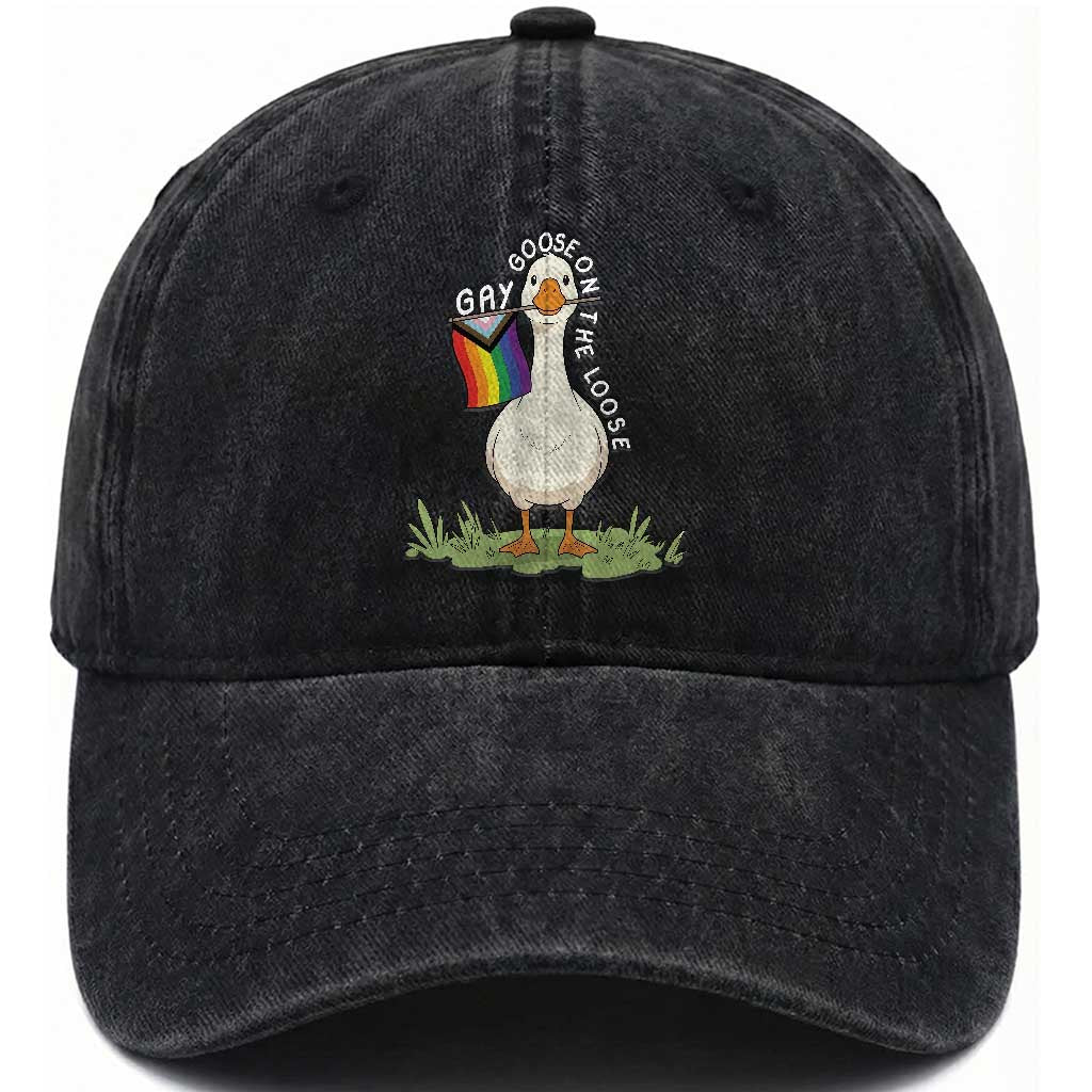 Silly Goose LGBTQ Rainbow Washed Cotton Baseball Cap Funny Gay Pride Month TS14 Print Your Wear
