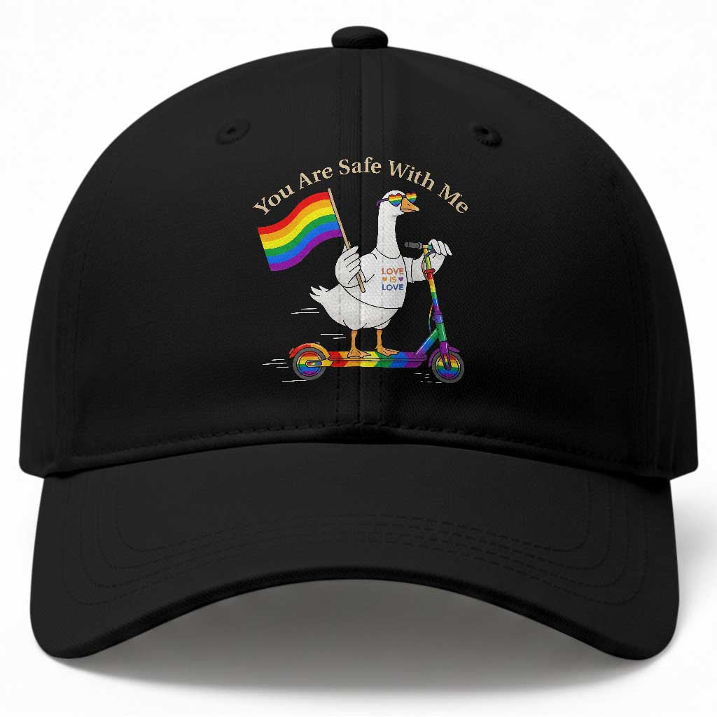 You Are Safe With Me Baseball Cap LGBTQ Pride Goose Rainbow TS14 Print Your Wear