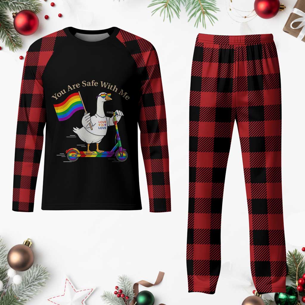 You Are Safe With Me Plaid Pajama Set LGBTQ Pride Goose Rainbow TS14 Buffalo Plaid Print Your Wear