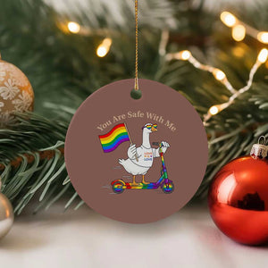 You Are Safe With Me Ceramic Ornament LGBTQ Pride Goose Rainbow TS14 1pc Mocha Print Your Wear