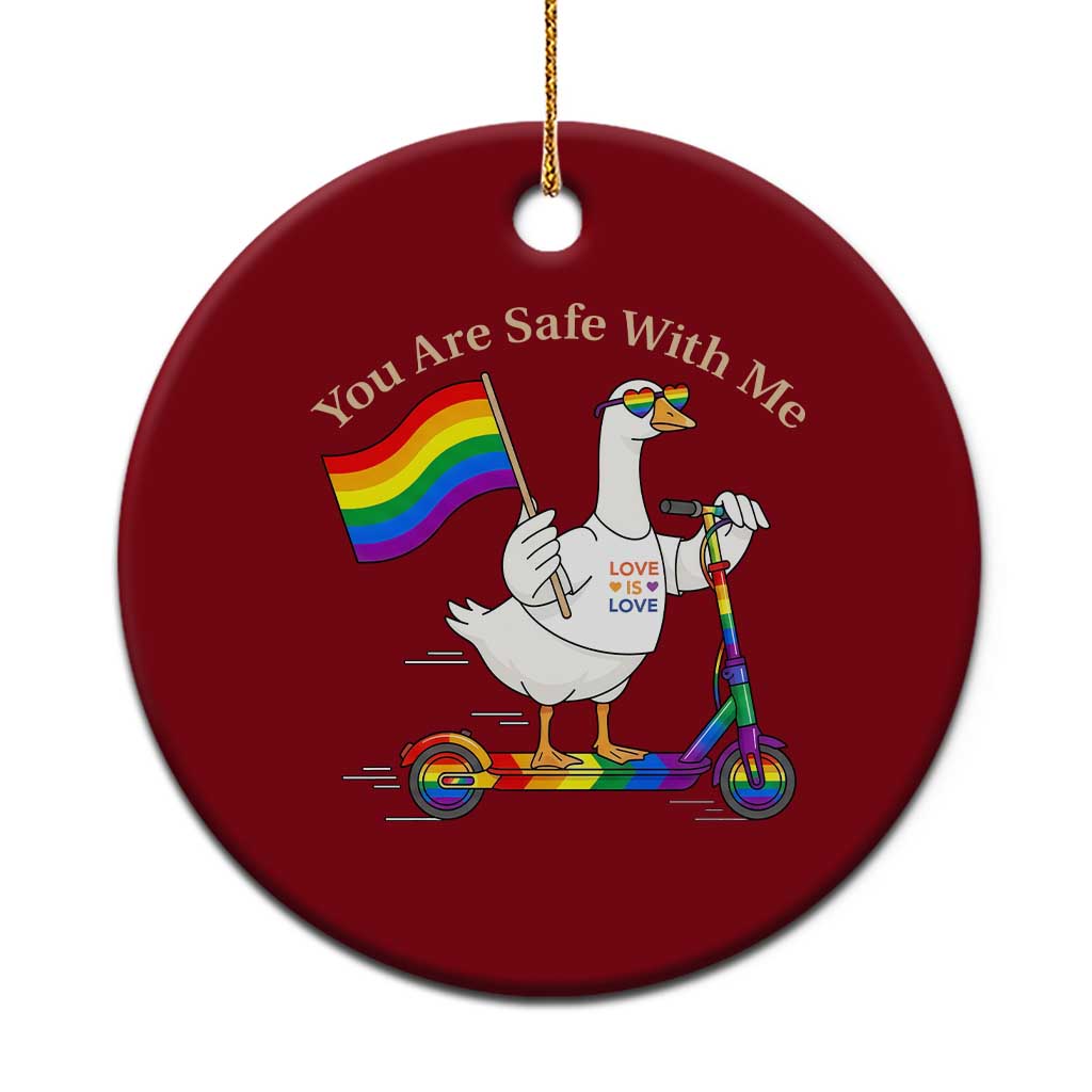 You Are Safe With Me Ceramic Ornament LGBTQ Pride Goose Rainbow TS14 1pc Red Print Your Wear