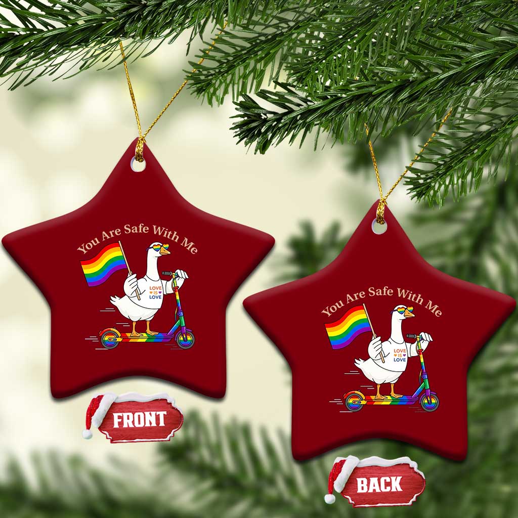 You Are Safe With Me Ceramic Ornament LGBTQ Pride Goose Rainbow TS14 Print Your Wear