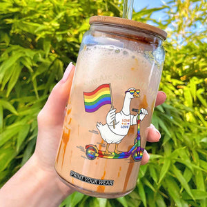 You Are Safe With Me Glass Can LGBTQ Pride Goose Rainbow TS14 Black Print Your Wear