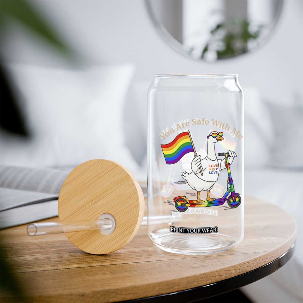 You Are Safe With Me Glass Can LGBTQ Pride Goose Rainbow TS14 Print Your Wear
