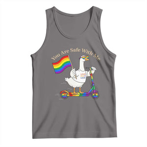 You Are Safe With Me Tank Top LGBTQ Pride Goose Rainbow TS14 Deep Heather Print Your Wear