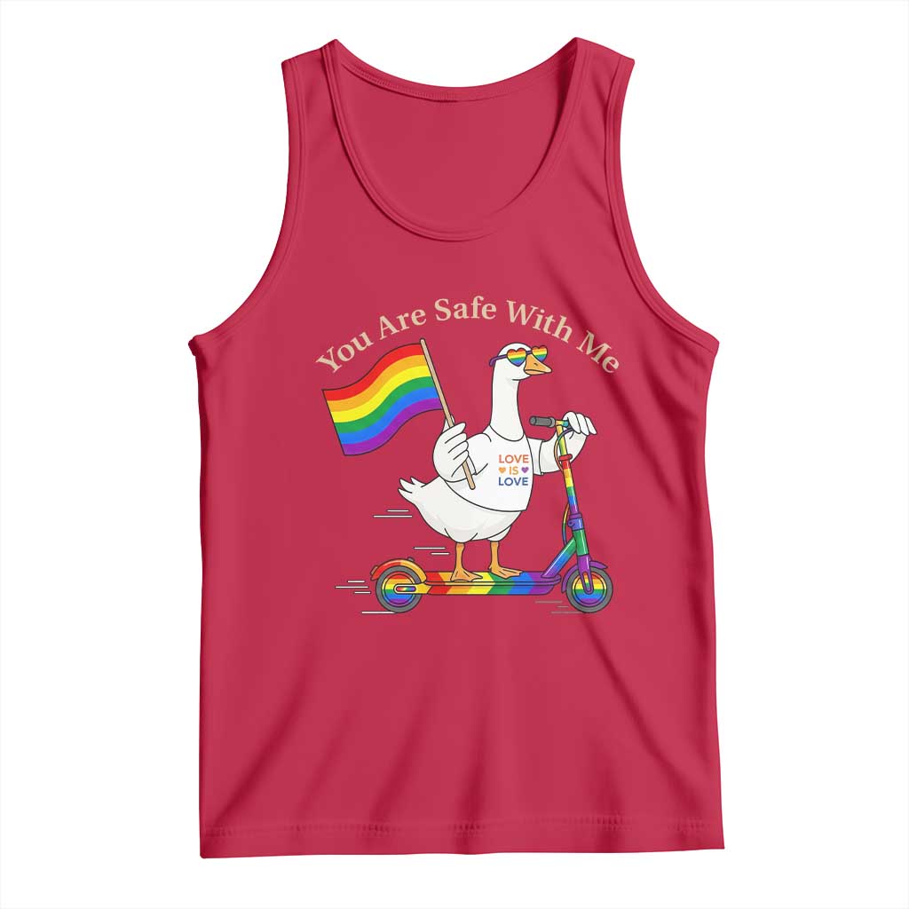 You Are Safe With Me Tank Top LGBTQ Pride Goose Rainbow TS14 Red Print Your Wear
