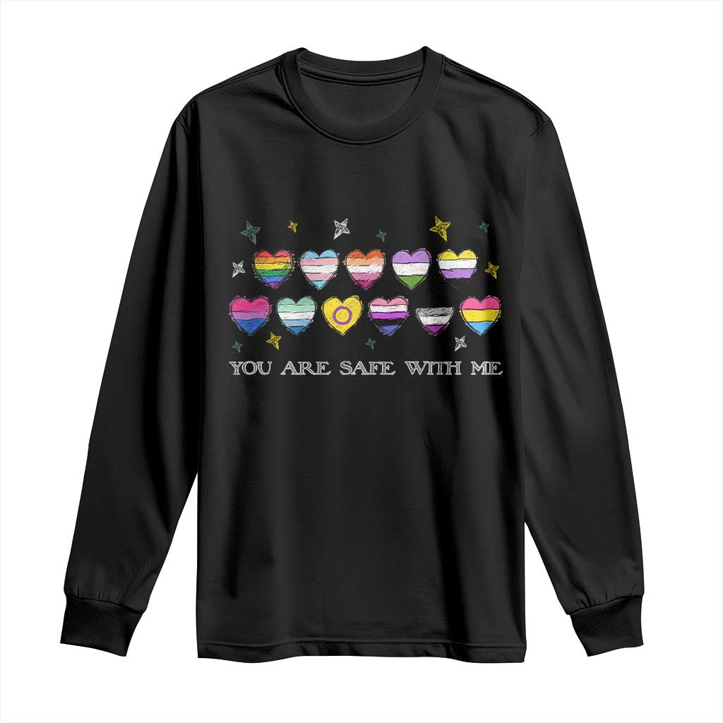 You Are Safe With Me Long Sleeve Shirt LGBTQ Support Rainbow Flags Ally TS14 Black Print Your Wear