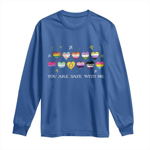 You Are Safe With Me Long Sleeve Shirt LGBTQ Support Rainbow Flags Ally TS14 Royal Blue Print Your Wear
