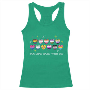You Are Safe With Me Racerback Tank Top LGBTQ Support Rainbow Flags Ally TS14 Irish Green Print Your Wear