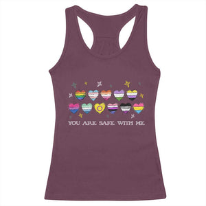 You Are Safe With Me Racerback Tank Top LGBTQ Support Rainbow Flags Ally TS14 Maroon Print Your Wear