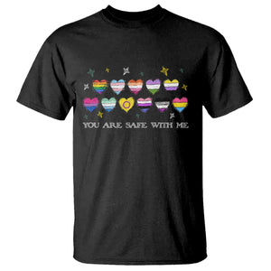You Are Safe With Me T Shirt LGBTQ Support Rainbow Flags Ally TS14 Black Print Your Wear