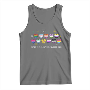 You Are Safe With Me Tank Top LGBTQ Support Rainbow Flags Ally TS14 Black Heather Print Your Wear