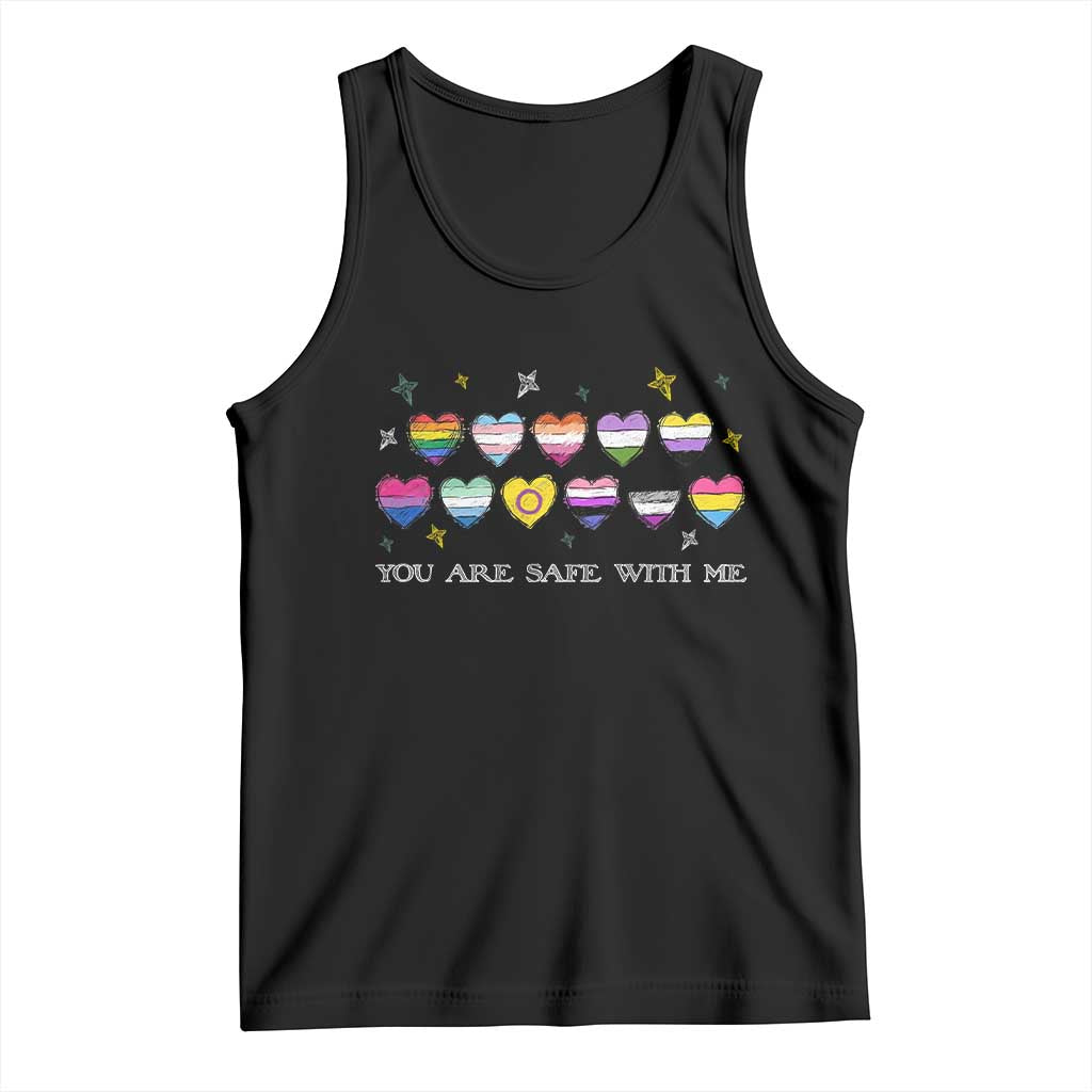 You Are Safe With Me Tank Top LGBTQ Support Rainbow Flags Ally TS14 Black Print Your Wear