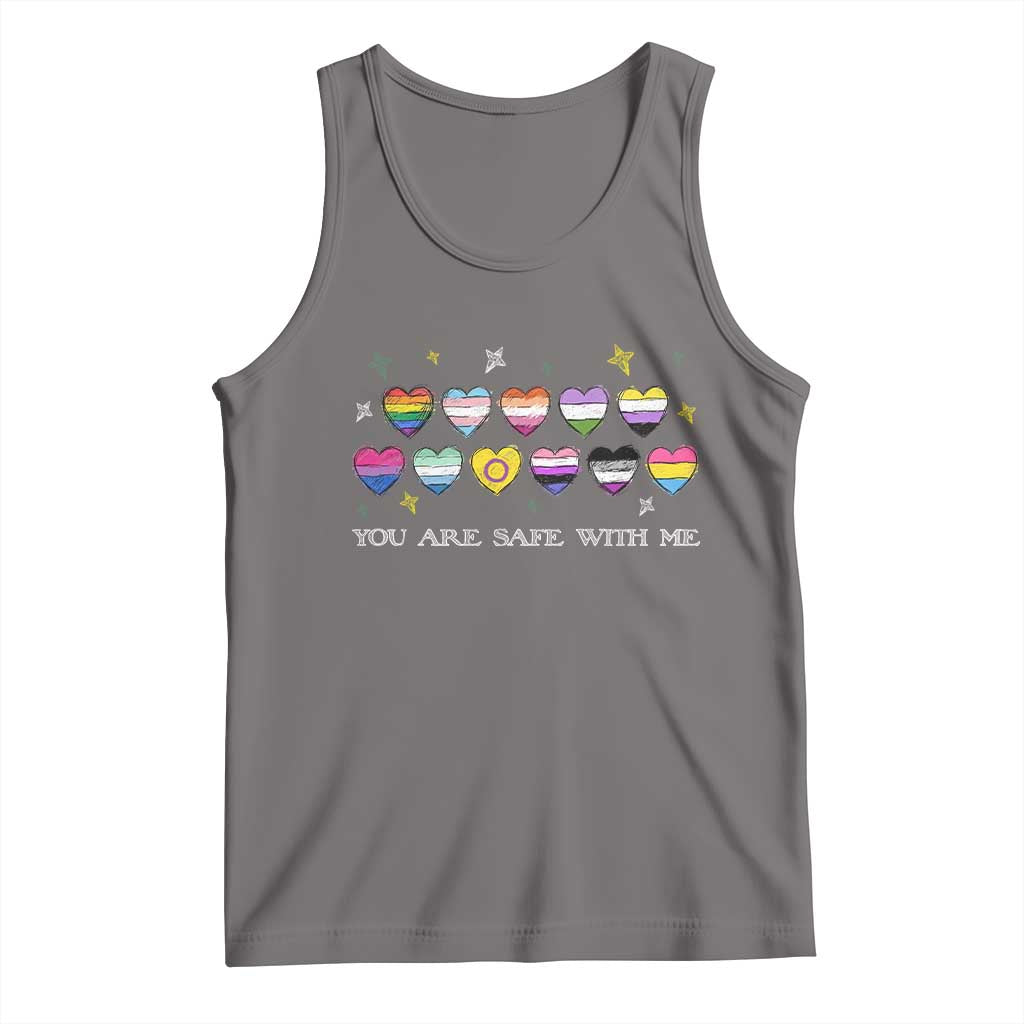 You Are Safe With Me Tank Top LGBTQ Support Rainbow Flags Ally TS14 Deep Heather Print Your Wear