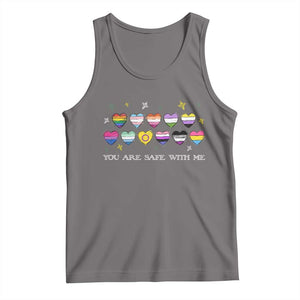 You Are Safe With Me Tank Top LGBTQ Support Rainbow Flags Ally TS14 Deep Heather Print Your Wear