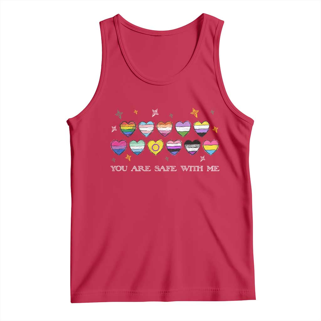 You Are Safe With Me Tank Top LGBTQ Support Rainbow Flags Ally TS14 Red Print Your Wear