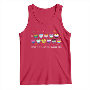 You Are Safe With Me Tank Top LGBTQ Support Rainbow Flags Ally TS14 Red Print Your Wear