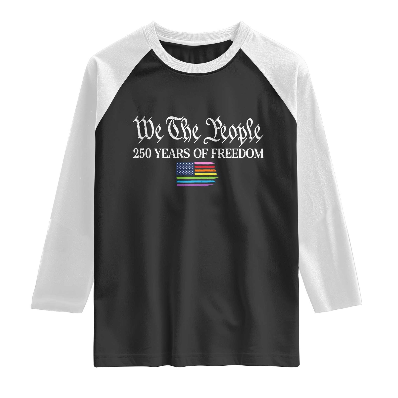 We The People Means Everyone Raglan Shirt LGBTQ Gay Pride Rainbow Flags TS14 Black White Print Your Wear