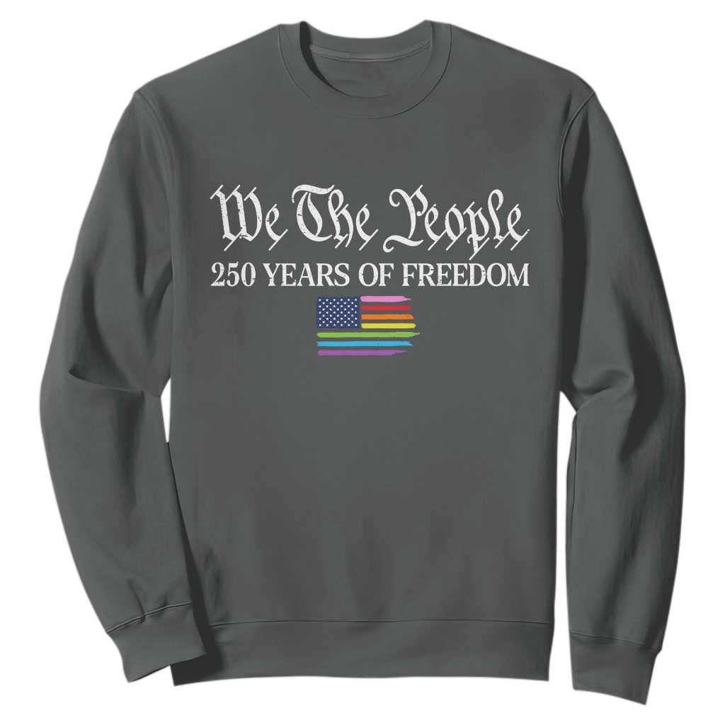 We The People Means Everyone Sweatshirt LGBTQ Gay Pride Rainbow Flags TS14 Dark Heather Print Your Wear