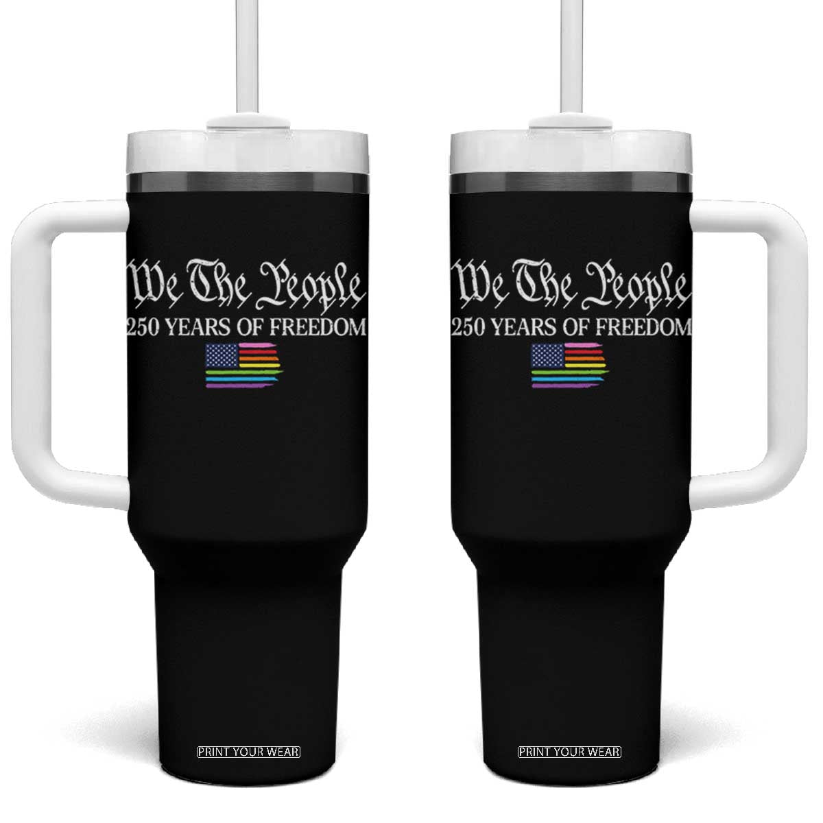 We The People Means Everyone Tumbler With Handle LGBTQ Gay Pride Rainbow Flags TS14 One Size: 40 oz Black Print Your Wear