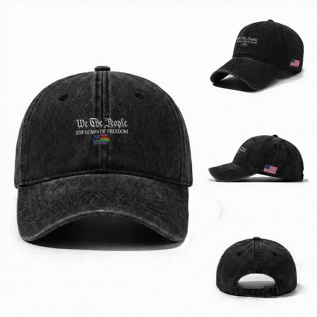 We The People Means Everyone Washed Cotton Baseball Cap LGBTQ Gay Pride Rainbow Flags TS14 Washed Cap Universal Fit Black Print Your Wear