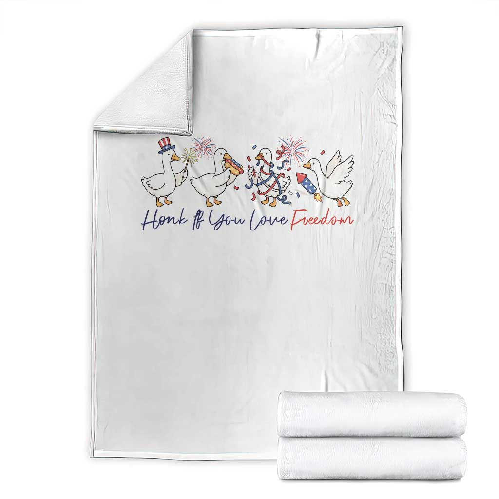 Silly Goose 4th of July Throw Blanket Honk If You Love Freedom TS14 White Print Your Wear
