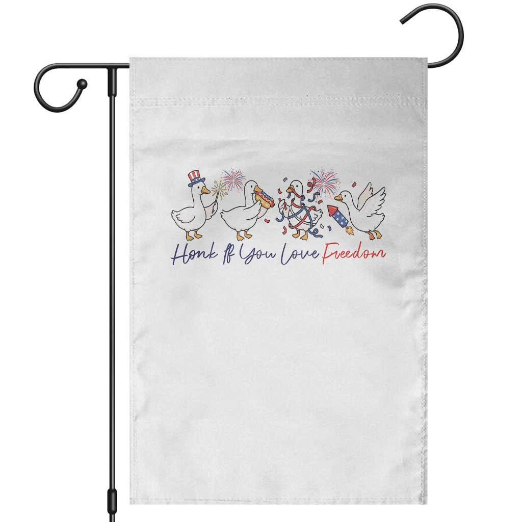 Silly Goose 4th of July Garden Flag Honk If You Love Freedom TS14 White Print Your Wear