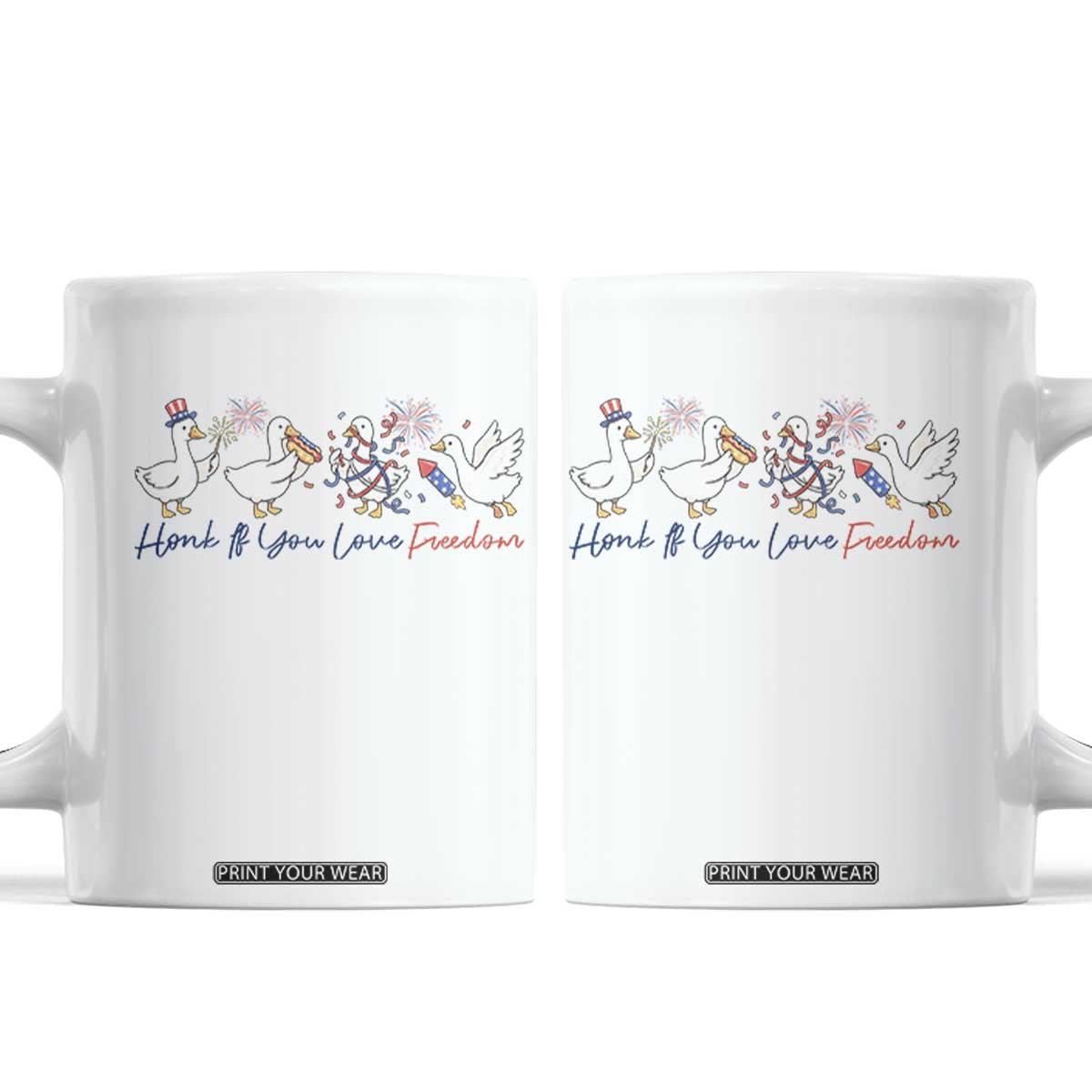 Silly Goose 4th of July Coffee Mug Honk If You Love Freedom TS14 White Print Your Wear