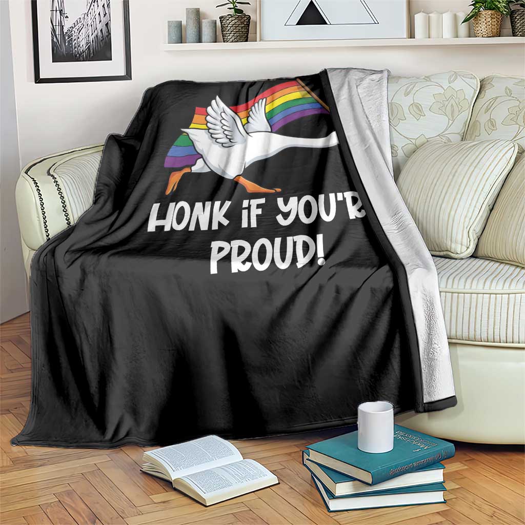 Silly Goose LGBTQ Rainbow Throw Blanket Honk If You're Proud TS14 Print Your Wear