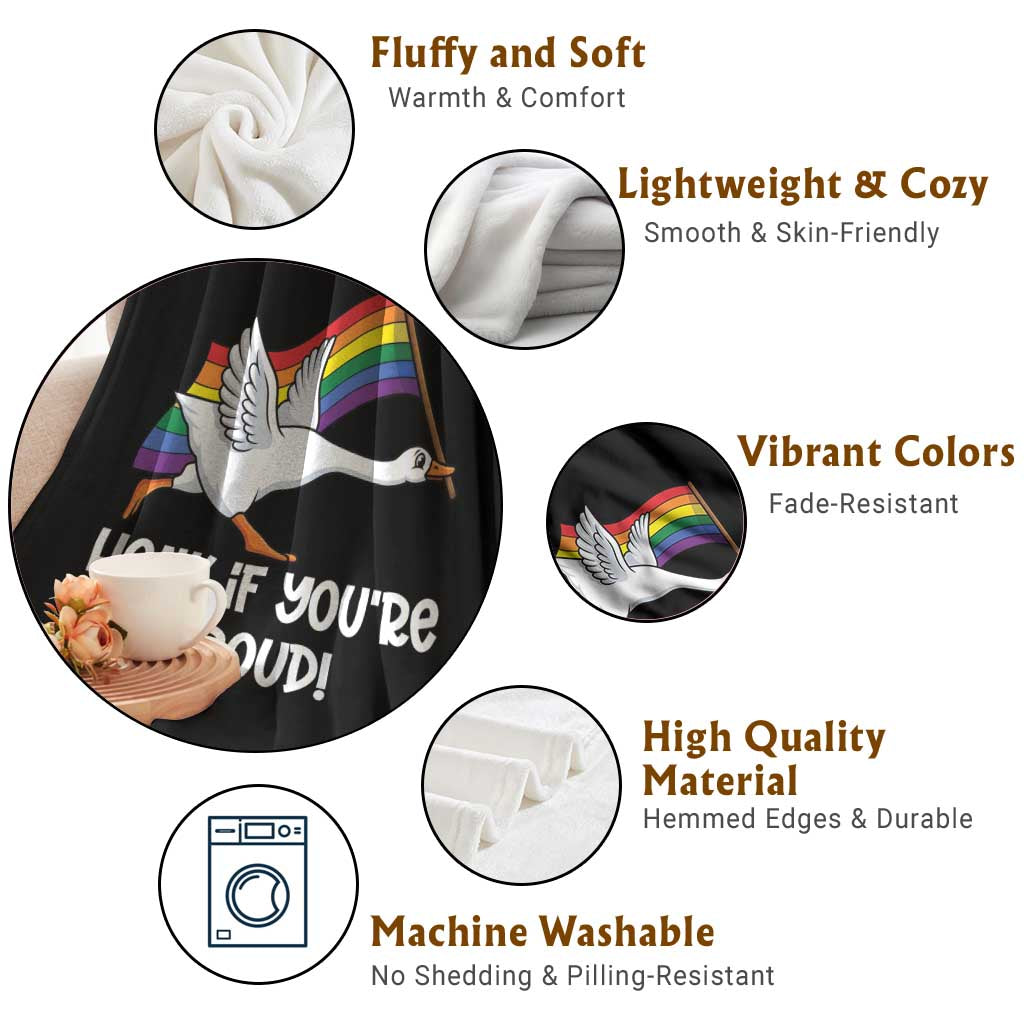 Silly Goose LGBTQ Rainbow Throw Blanket Honk If You're Proud TS14 Print Your Wear