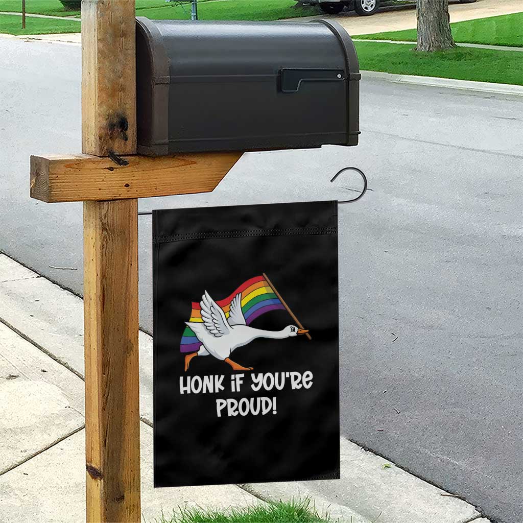 Silly Goose LGBTQ Rainbow Garden Flag Honk If You're Proud TS14 Print Your Wear