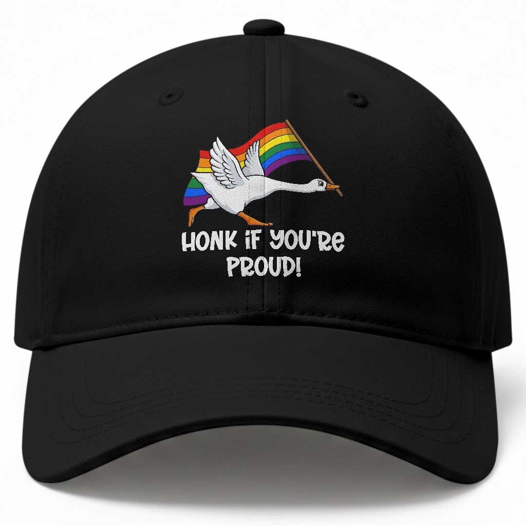Silly Goose LGBTQ Rainbow Baseball Cap Honk If You're Proud TS14 Print Your Wear