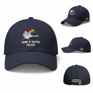 Silly Goose LGBTQ Rainbow Baseball Cap Honk If You're Proud TS14 Baseball Cap Universal Fit Navy Print Your Wear
