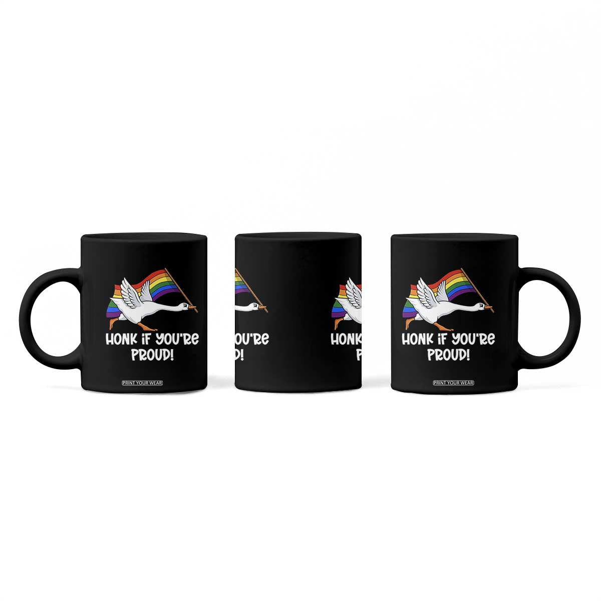 Silly Goose LGBTQ Rainbow Coffee Mug Honk If You're Proud TS14 Print Your Wear