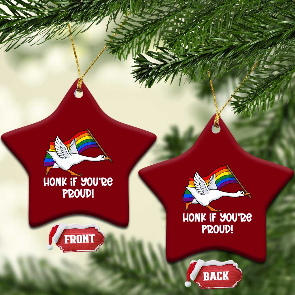 Silly Goose LGBTQ Rainbow Ceramic Ornament Honk If You're Proud TS14 Print Your Wear