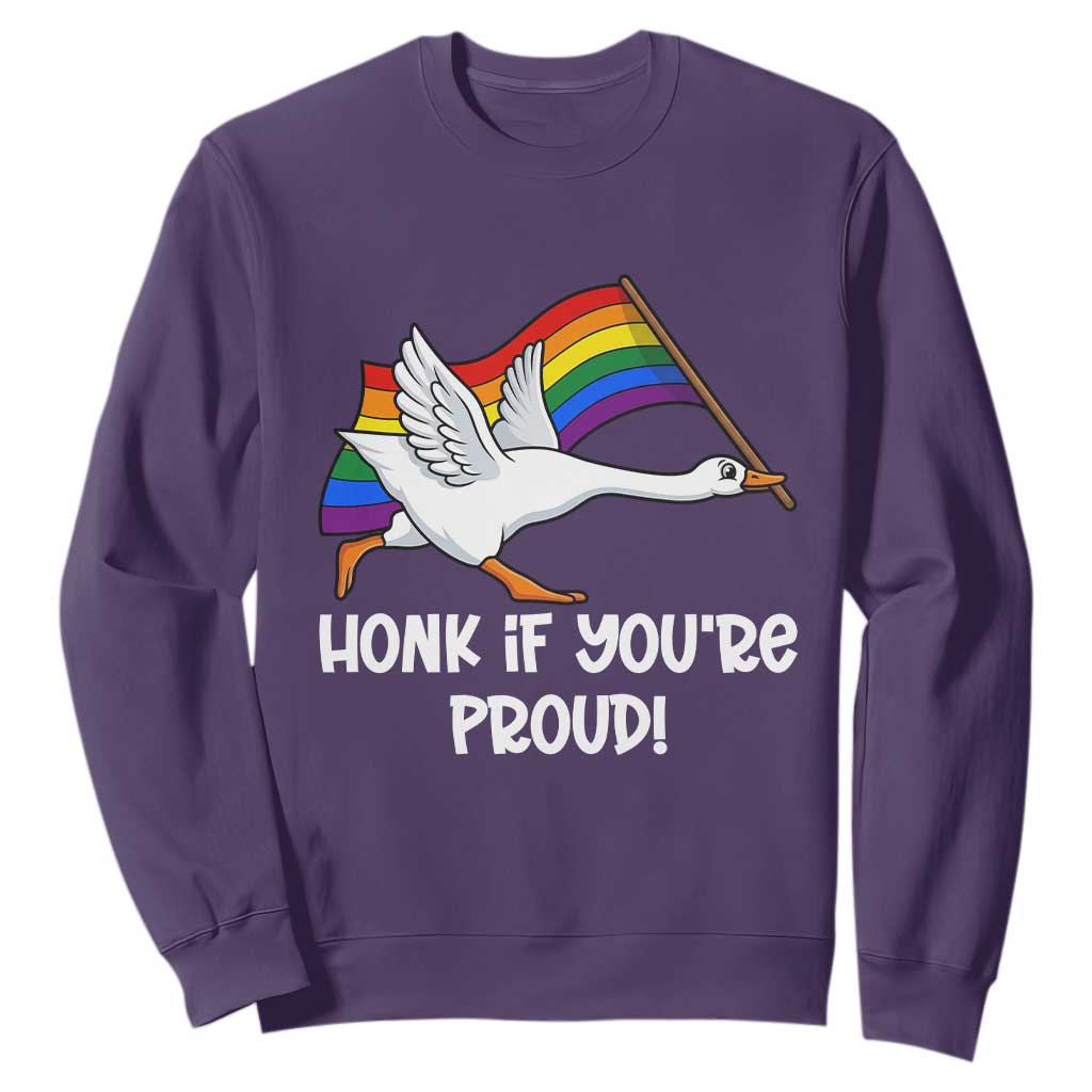 Silly Goose LGBTQ Rainbow Sweatshirt Honk If You're Proud TS14 Purple Print Your Wear