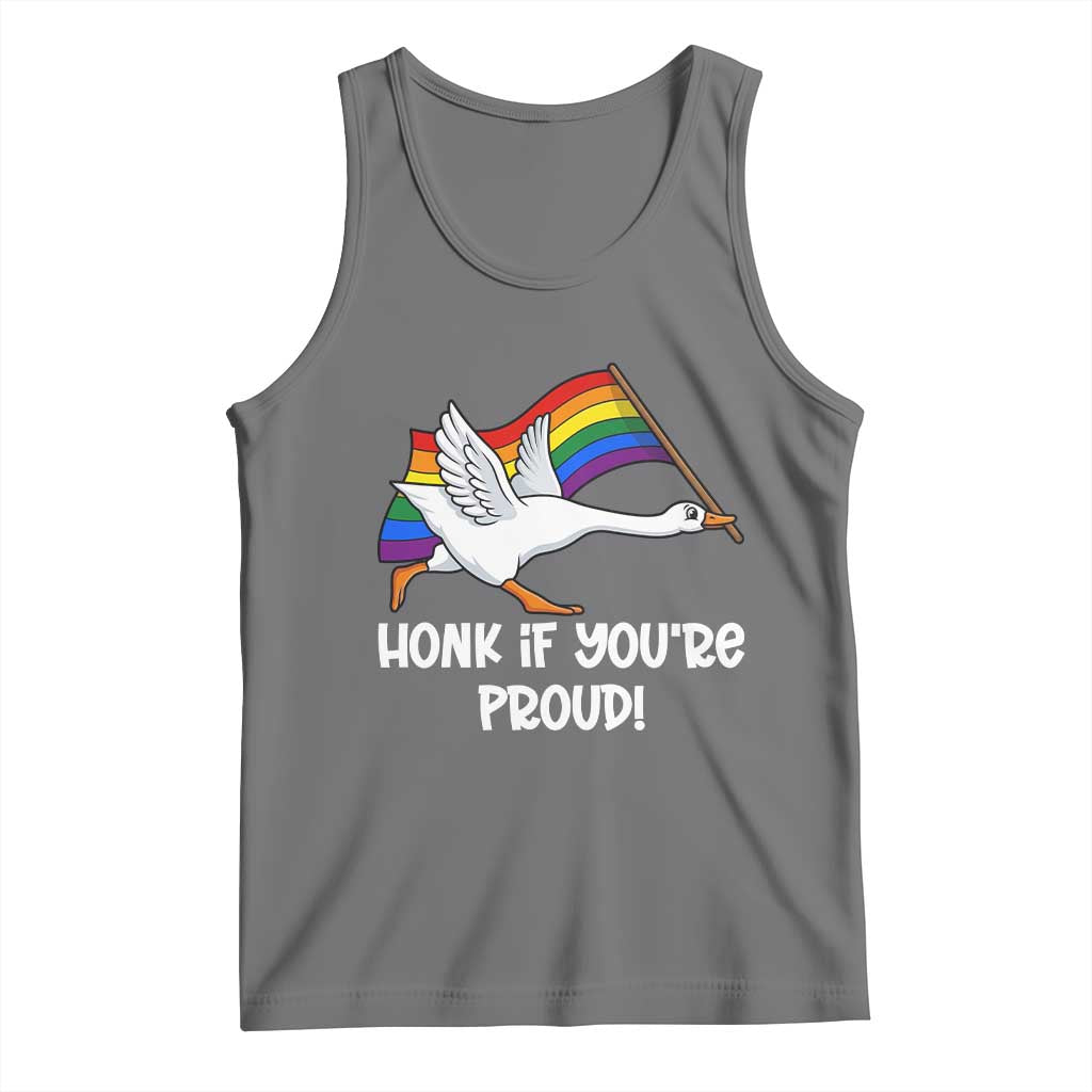 Silly Goose LGBTQ Rainbow Tank Top Honk If You're Proud TS14 Black Heather Print Your Wear