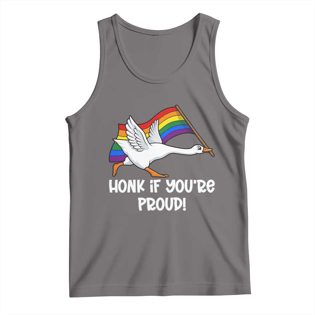 Silly Goose LGBTQ Rainbow Tank Top Honk If You're Proud TS14 Deep Heather Print Your Wear