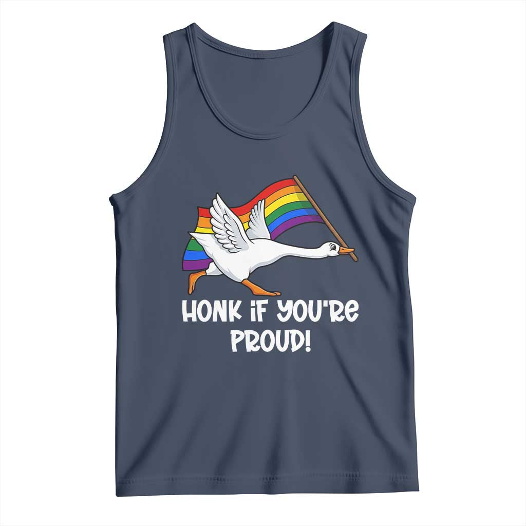 Silly Goose LGBTQ Rainbow Tank Top Honk If You're Proud TS14 Navy Print Your Wear