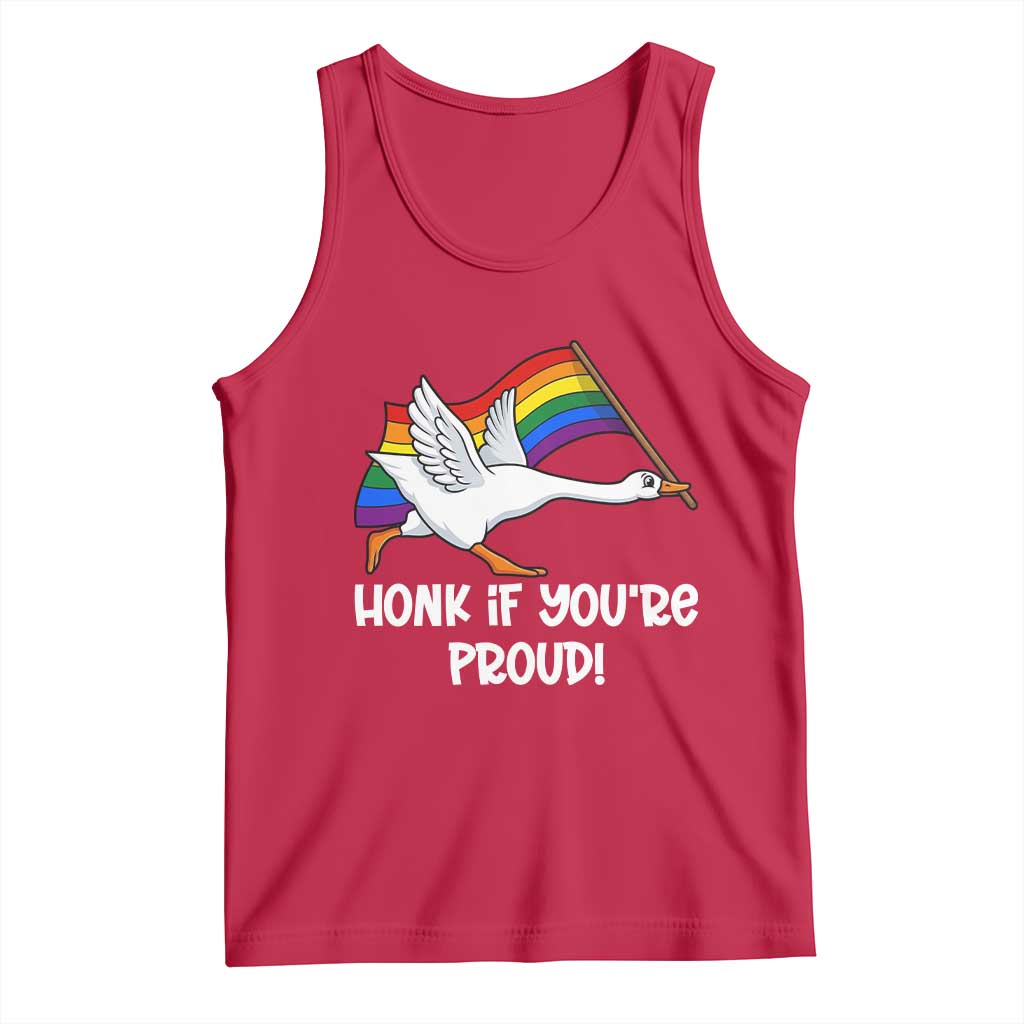 Silly Goose LGBTQ Rainbow Tank Top Honk If You're Proud TS14 Red Print Your Wear