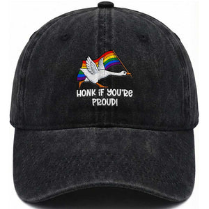 Silly Goose LGBTQ Rainbow Washed Cotton Baseball Cap Honk If You're Proud TS14 Print Your Wear