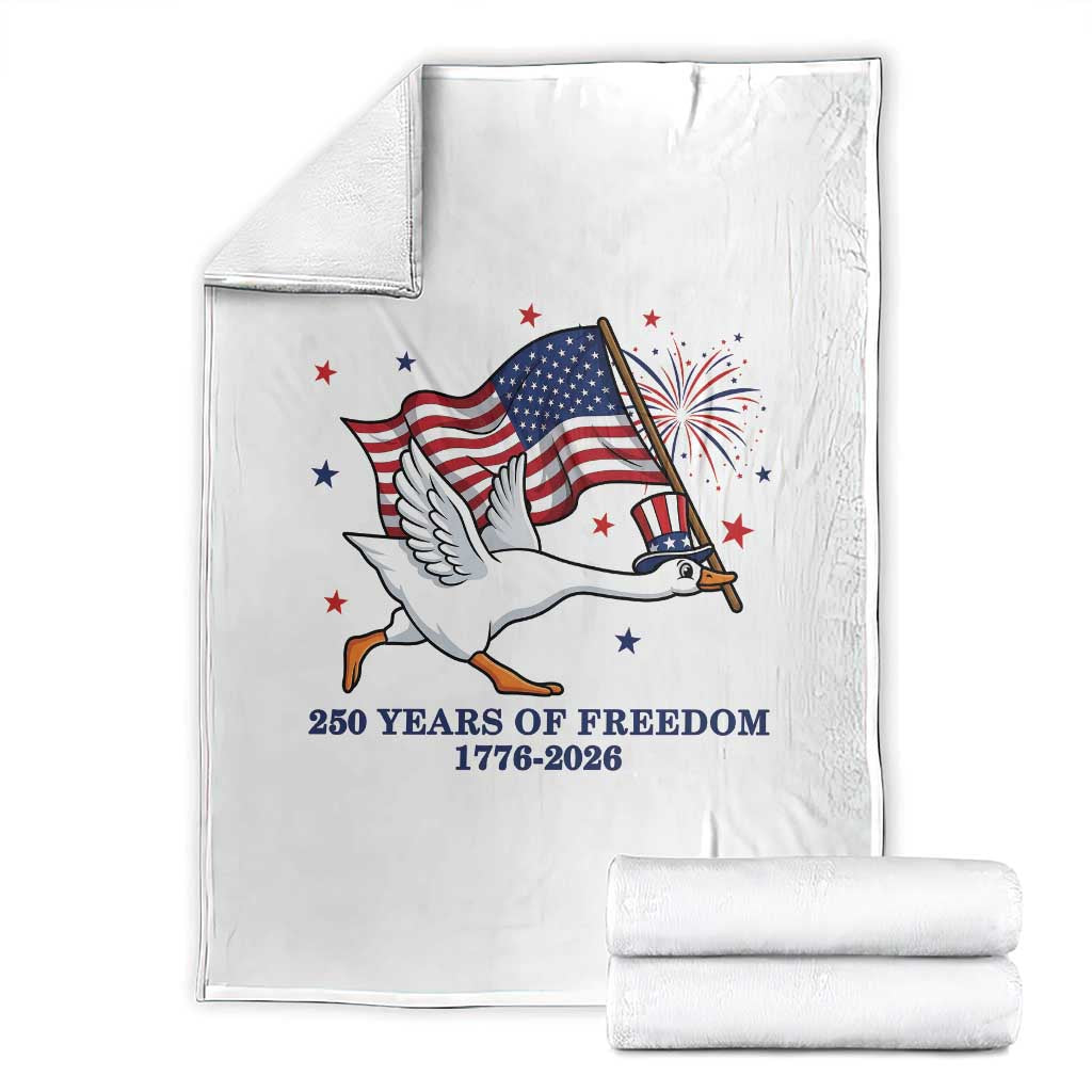 Freedom 250th Anniversary Throw Blanket Funny 4th Of July Silly Goose TS14 White Print Your Wear
