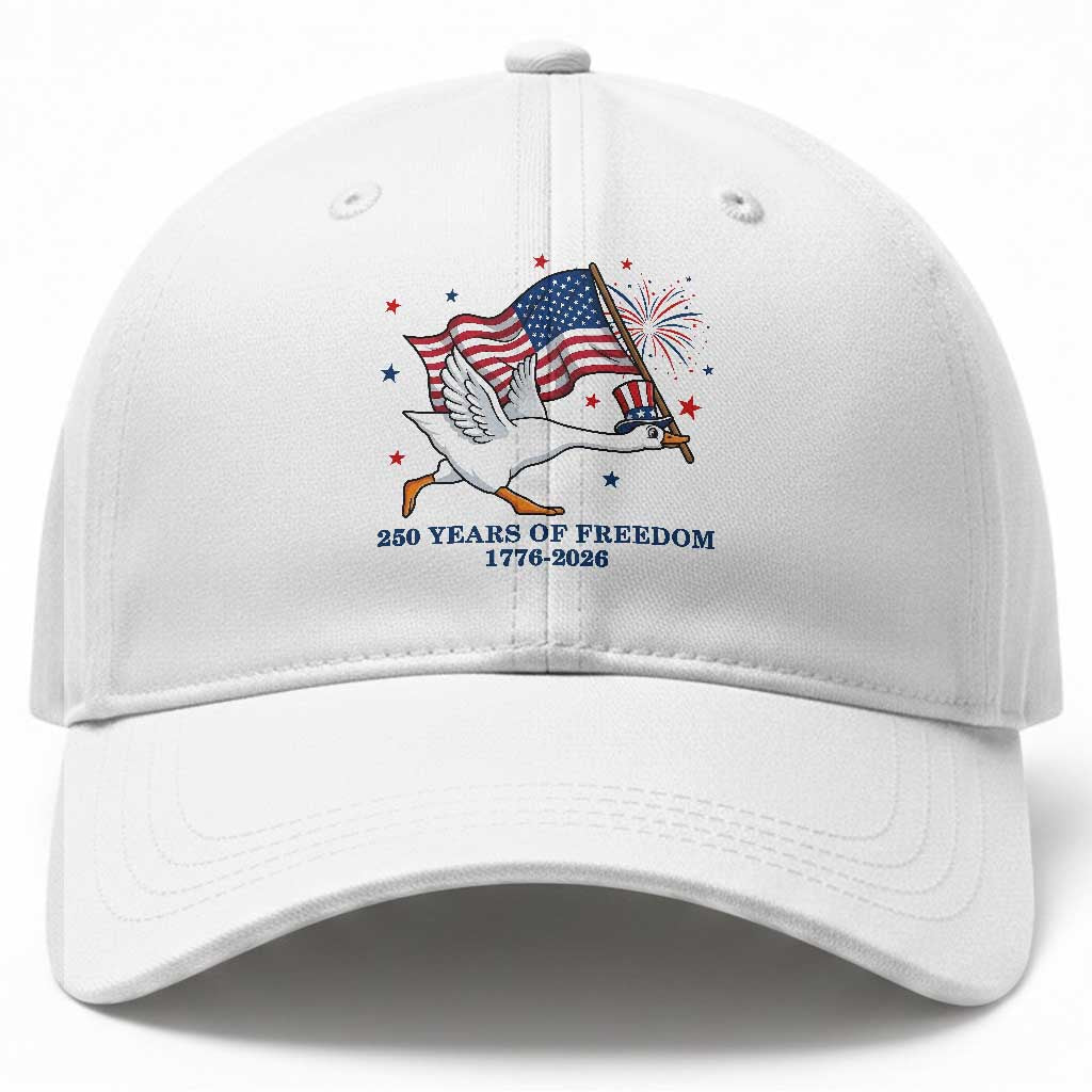 Freedom 250th Anniversary Baseball Cap Funny 4th Of July Silly Goose TS14 Print Your Wear