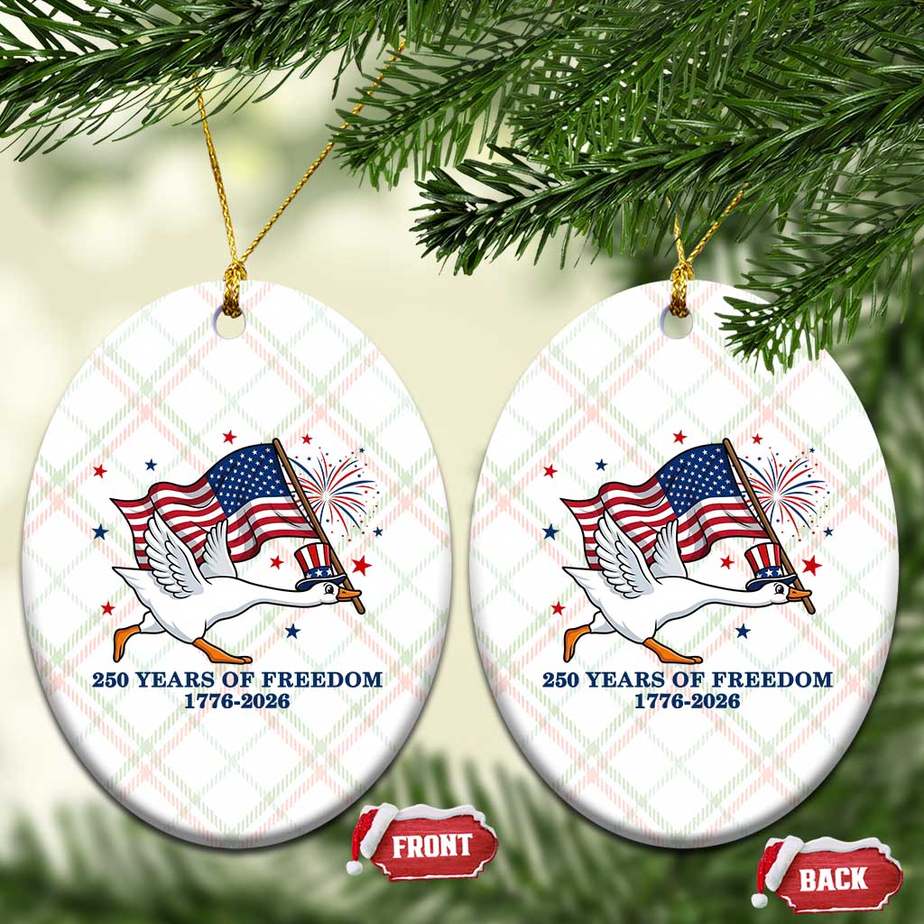 Freedom 250th Anniversary Ceramic Ornament Funny 4th Of July Silly Goose TS14 Print Your Wear