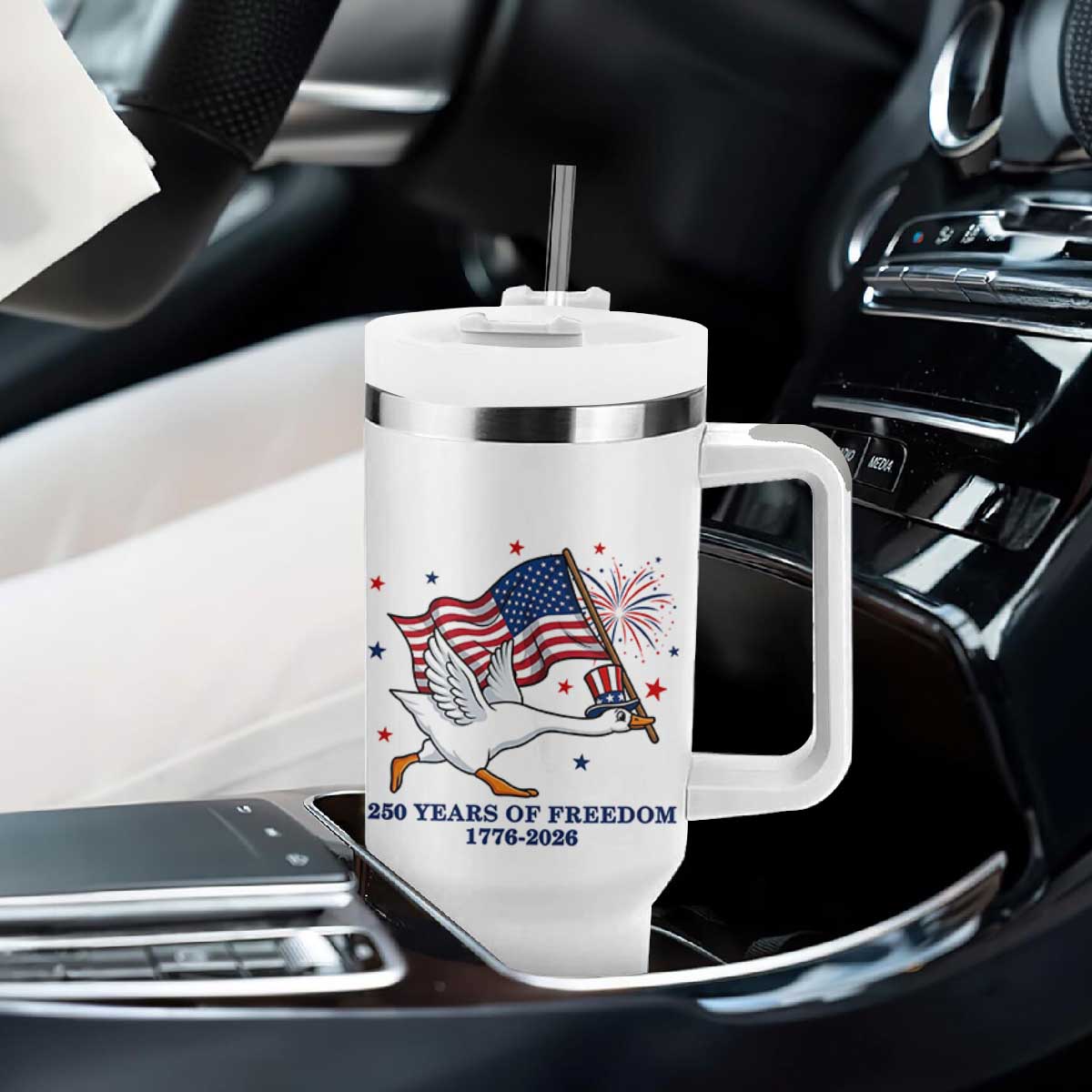 Freedom 250th Anniversary Tumbler With Handle Funny 4th Of July Silly Goose TS14 Print Your Wear