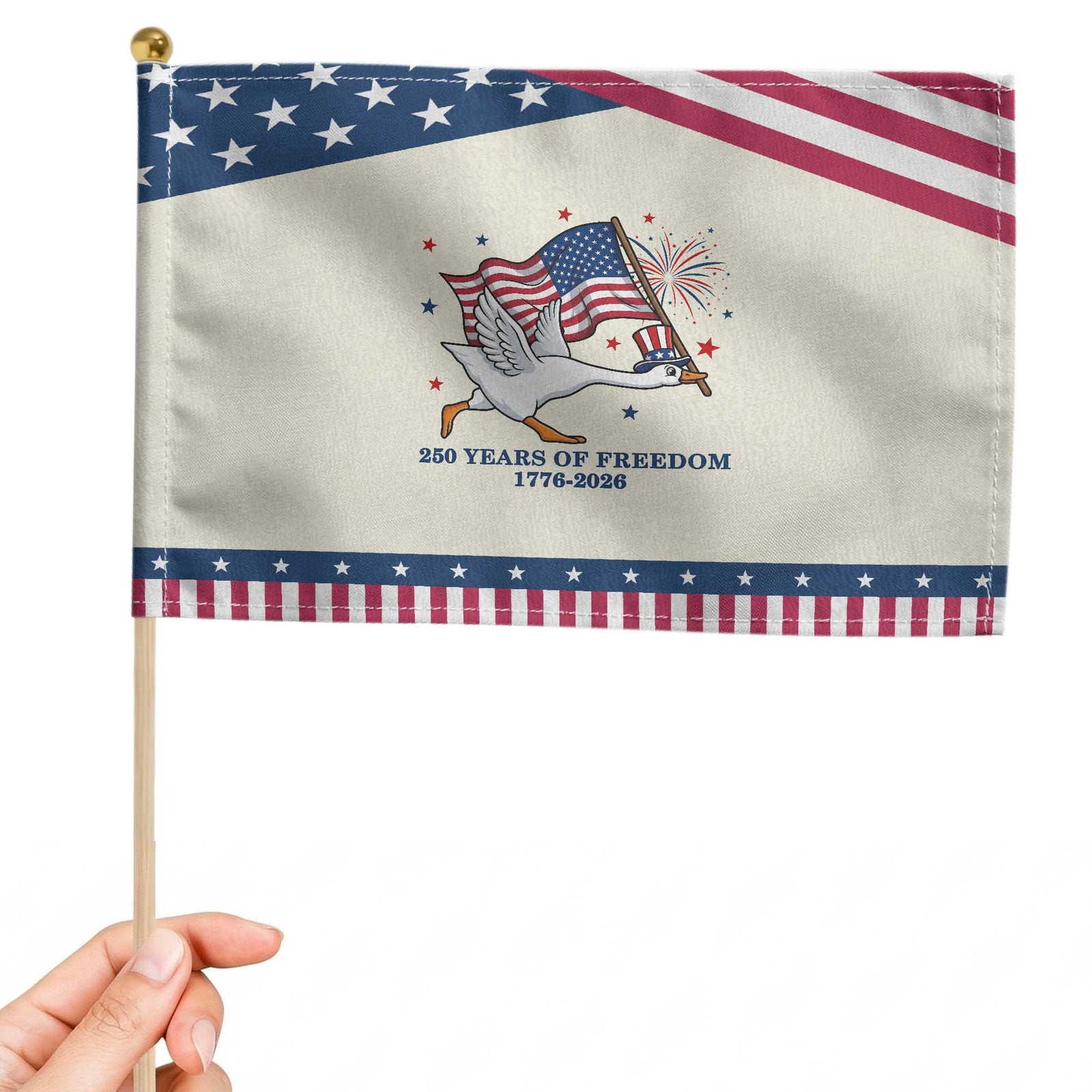 Freedom 250th Anniversary Patriotic Handheld Flag Funny 4th Of July Silly Goose TS14 Modern 8.2