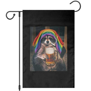 LGBTQ Pride Raccoon Rainbow Flag Garden Flag Funny Drinking Beer TS14 Black Print Your Wear