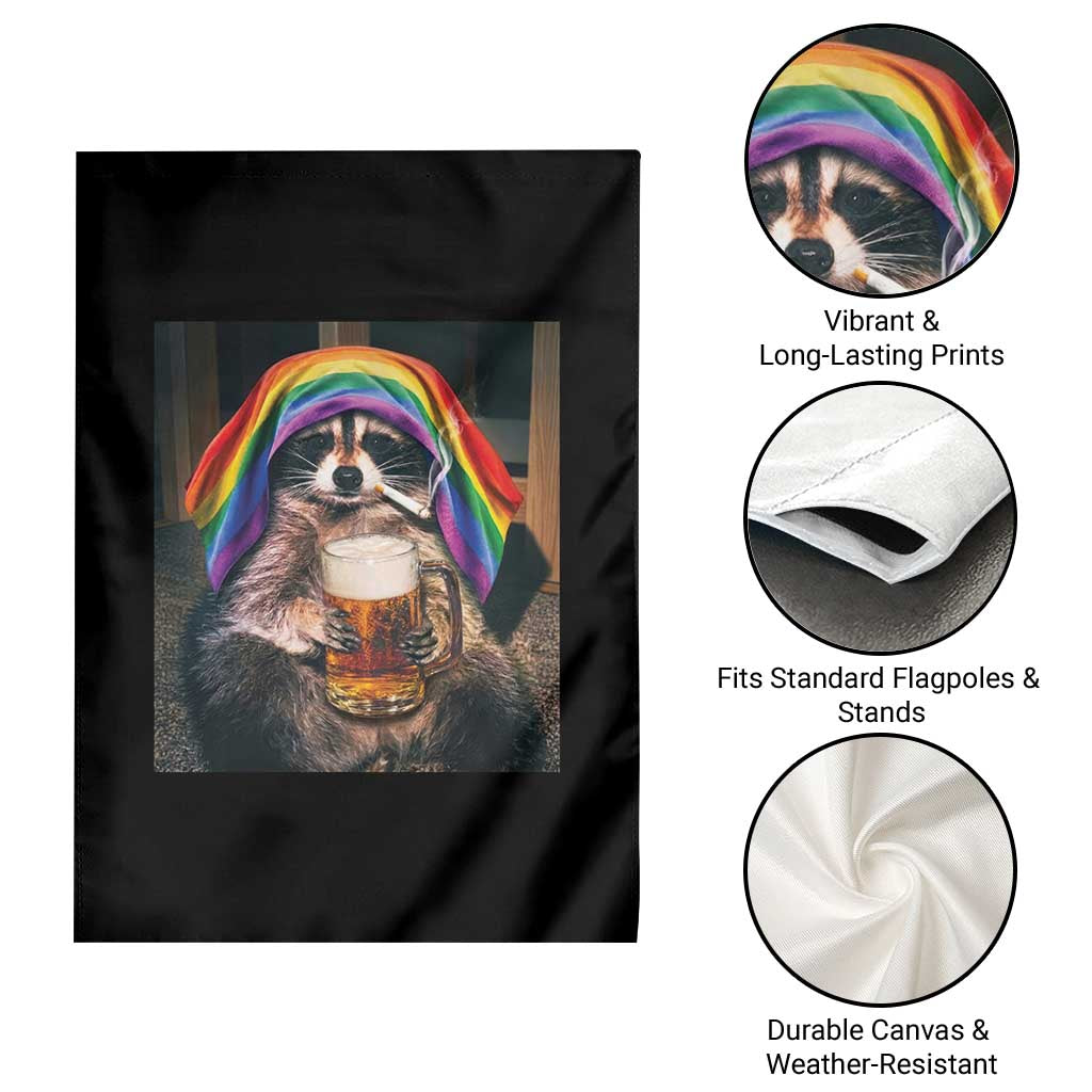 LGBTQ Pride Raccoon Rainbow Flag Garden Flag Funny Drinking Beer TS14 Print Your Wear