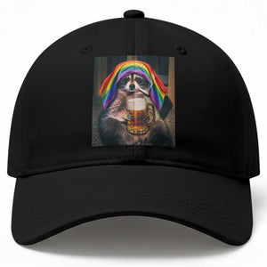LGBTQ Pride Raccoon Rainbow Flag Baseball Cap Funny Drinking Beer TS14 Print Your Wear