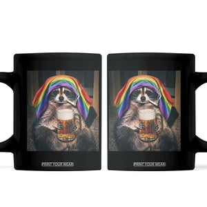 LGBTQ Pride Raccoon Rainbow Flag Coffee Mug Funny Drinking Beer TS14 Black Print Your Wear
